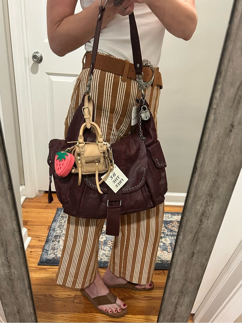 We The Free Leigh Distressed Hobo-Blackberry w/ Micro Emerson & Strawberry Charm - Picture 5 of 16